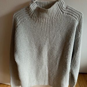 Ann Taylor Silver Gray Turtleneck Sweater with Ribbed Knit